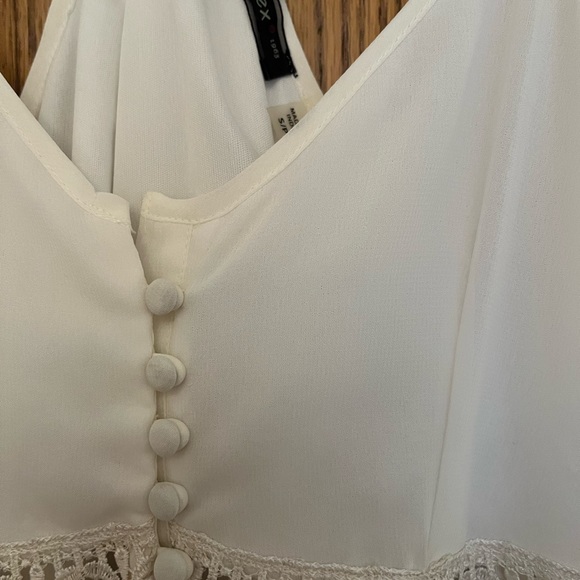 DEX White Chiffon Lace Button Dress - Picture 6 of 6